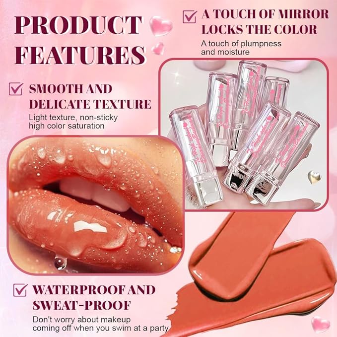 HHLTOH Bright Orange Plumper Moisturizing Butter Lipstick for Women, Natural Tinted Lip Balm Shine Nourishing Hydrating Lip Gloss Stain for Dry Lips, Lightweight Lip Liner Care Makeup,Vegan 1Pc Orange