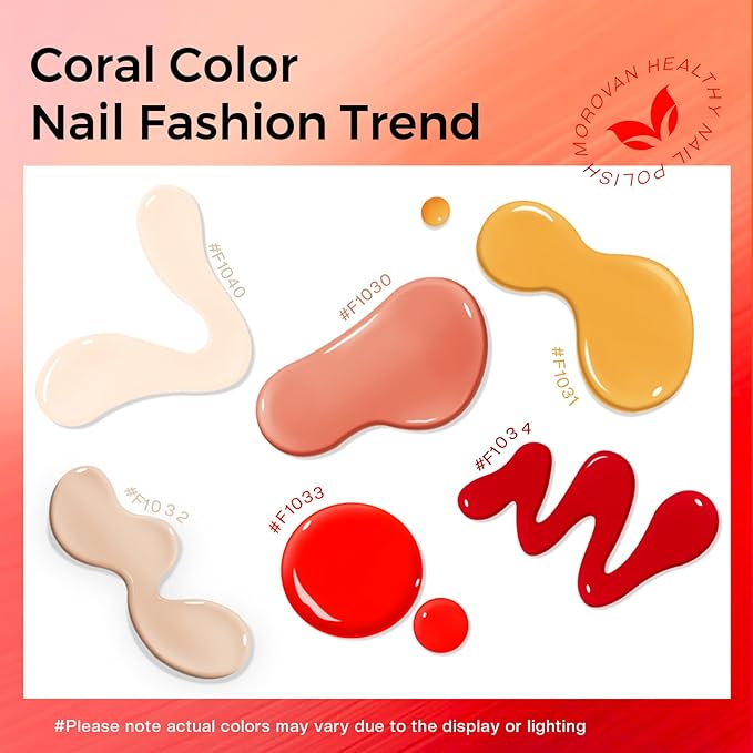 Morovan Coral Nail Polish Set: Grapefruit Maple Leaf Yellow Nude Orange Pink Red Peach Peachy Nail Polish Bulk Quick Air Dry Mini Toe Pack DIY Art Salon Summer Gift for Women
