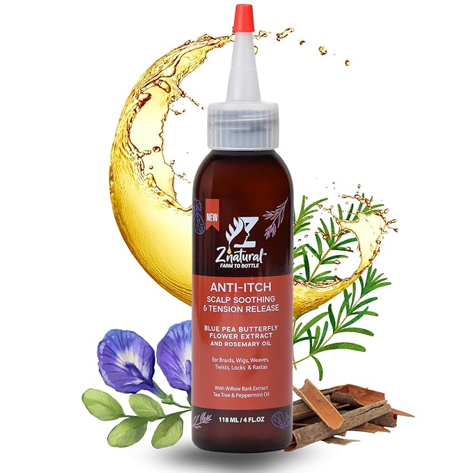 Z’natural Scalp Oil for Dry Itchy Scalp | Anti Dandruff Hair Growth Oil | Natural Ingredient Rosemary, Aloe Vera, Blue Pea Butterfly & Willow Bark | Anti-Itch Relief with Cruelty Free Formula – 118 ml