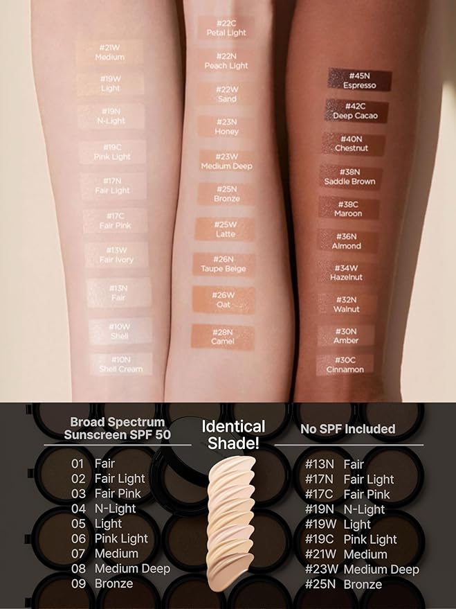 JUNG SAEM MOOL Essential Skin Nuder Cushion | Natural Finish, Buildable Coverage Cushion Foundation by Korean Makeup Artist (Refill Not Included, 0.49 Fl Oz), 19C Pink Light