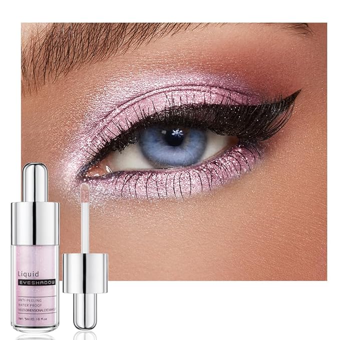 Lavender Pink Chameleon Shimmer Liquid Eyeshadow,Longwear Waterproof Lightweight Eye Shadow Cream,Buildable Blendable Eye Makeup,Vegan Cruelty-Free Paraben-Free for Older Women Stage makeup 09