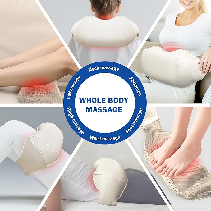 Joyset Shiatsu Neck and Back Massager with Heat,Electric Shoulder Massager for Pain Relief Deep Tissue,3D Kneading Massage with Cloth Cover Easy to Clean (Khaki)