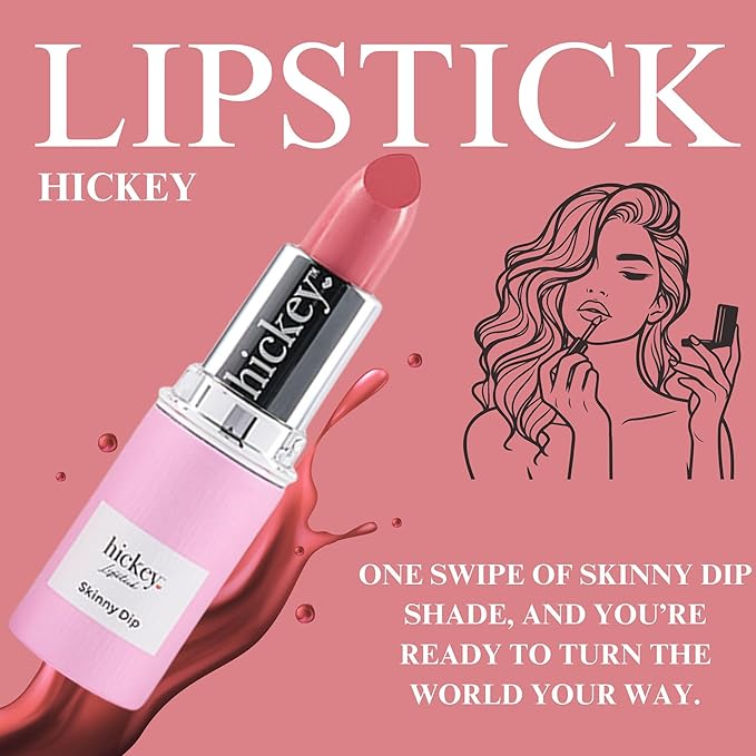 Hickey Lipstick Beach Babe and Skinny Dip Organic Long Lasting Lipstick Refills, Perfect Pink and Coral Colors, Set of 2