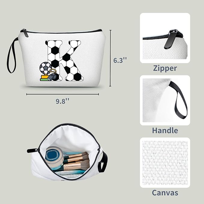 ARIOSEY Soccer Gifts Personalized Soccer Ball Cosmetic Bag for Purse Birthday Inspirational Gifts for Girls Women Team Coach Mom Stuff Travel Organizer-K