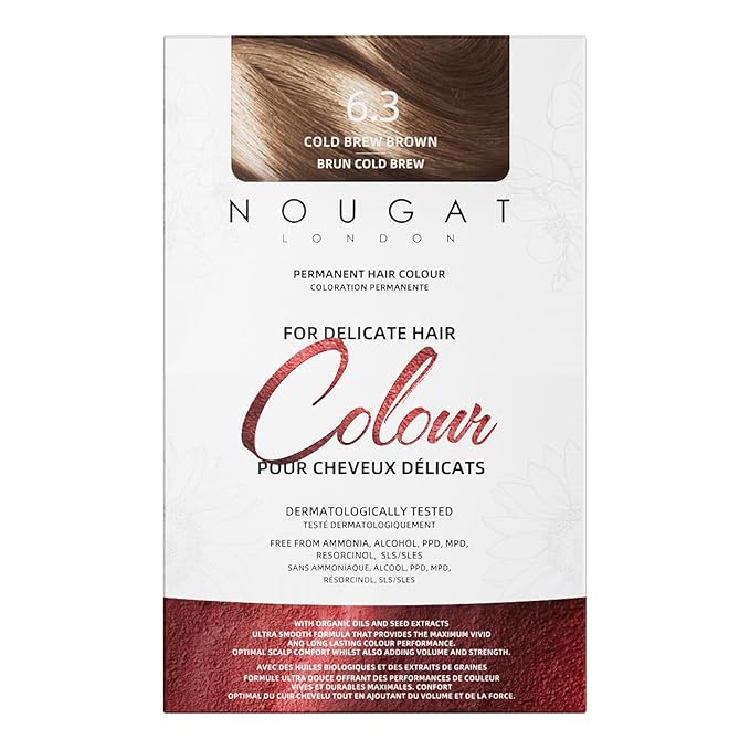 NOUGAT Cold Brew Permanent Hair Color Kit - 100% Gray Coverage, Ammonia Free & PPD Free for Sensitive Scalp - 3-in-1 Color, Repair & Nourish System with Anti-Aging Hair Mask & Essence
