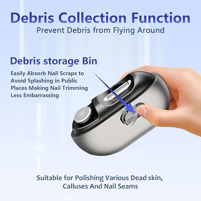 Electric Nail Clippers Seniors，3 in 1 Easy Clip Electric Nail Clippers，2 Speeds, Magnetic Cover, USB Charging,Polisher with LED Light, & Nail Scraps Storagefor Seniors, Adults, Kids