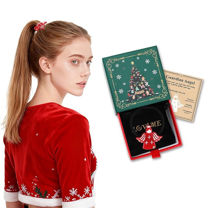 2025 Inspirational Birthday Gifts for Women Girls, Original Italian Designed "Guardian Angel" Durable Ponytail Holders, Premium Acetate French Hair Tie, Cute Birthday Christmas Gifts With Gift Box