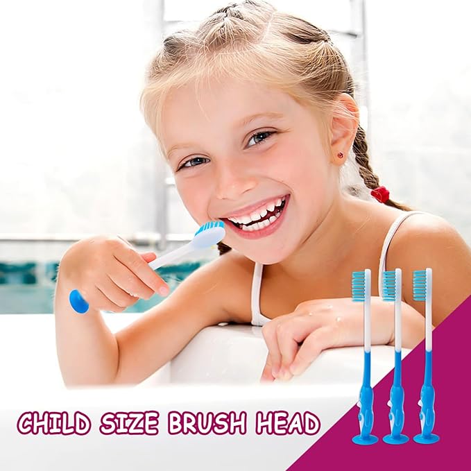 50 pcs Kids Manual Toothbrush Individually Wrapped,Children Toothbrush with Suction Cup Soft Bristles for Age 2+ Boys Girls Toothbrushes