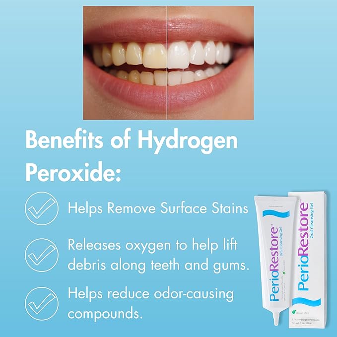 Perio Restore® Gel 3oz 3-Pack – 1.7% Hydrogen Peroxide Teeth Whitening & Oral Care Gel, Mint Flavor, Includes 2 Trays for Easy at-Home Application