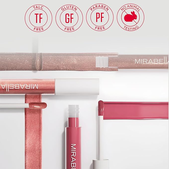Mirabella Luxe Advanced Lip Gloss, Hydrating Non-Sticky High-Shine Lip Gloss for Women, Infused with Vitamin E & Jojoba Oil, Long-Lasting & Cruelty-Free - Angelic (Nude Pink)
