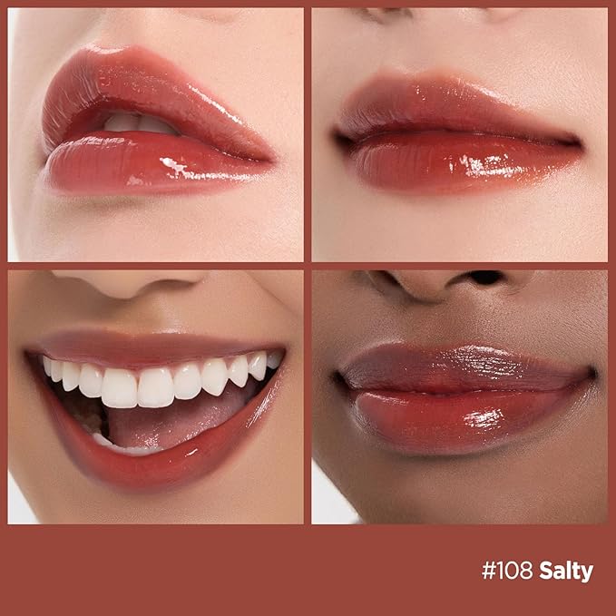 Laka Fruity Glam Tint, 4.5g/0.15oz, Glowing Lip Stain with Wide Color Spectrum, Hydrating & Lightweight Texture, Buildable Color, Non-Sticky, Vegan, K-Beauty (#108 Salty)