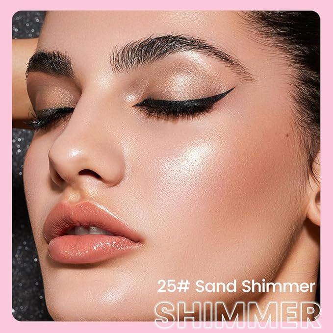 2in1 Shimmer Cream Eye Shadow Stick -Sand Shimmer, Eyeliner Pencil Eyeshadow Palette Makeup, Waterproof Long Lasting Brightener, Crease Proof & Smudge Resistant, Cream Eyeshadow with Built-in Smudger