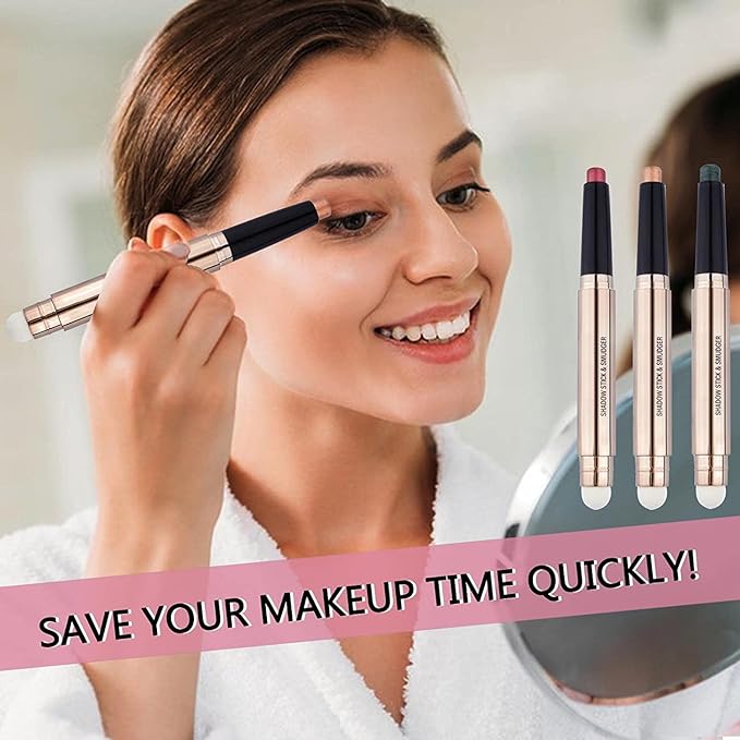 Nude Rose Gold Eyeshadow Stick Cream Smooth Single Eyeshadow Pencil Shimmer Crayon Palette Hypoallergenic Waterproof Eye Shadow Highlighter Stick Makeup Eye Liner Pen Dimensional Eyes Look