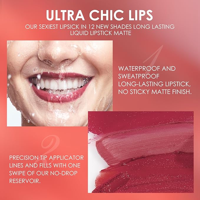 LANGMANNI 4pcs Matte Lipstick with Lipliners Durable Makeup Set,Long-Lasting Non-Stick Cup Not Fade Waterproof Pigmented Velvet Lipgloss Kit Beauty Cosmetics Makeup Gift for Girls(#1+2+8+11)
