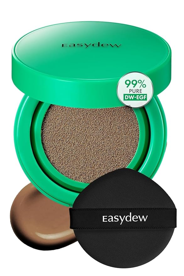 Easydew Mela B Toning Ampoule Cushion - 2-in-1 Korean Skin Care & Face Beauty Makeup - Age-Defying Full Coverage Cushion Foundation with Niacinamide & Hyaluron-Vital C 0.45 oz (#45 Espresso)