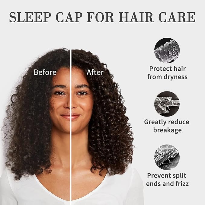 Fittia Long XL Silk Satin Bonnet for Braids, Dreadlocks for Curly Hair Sleeping, Large Silk Sleep Cap for Black Women Men Frizzy Hair