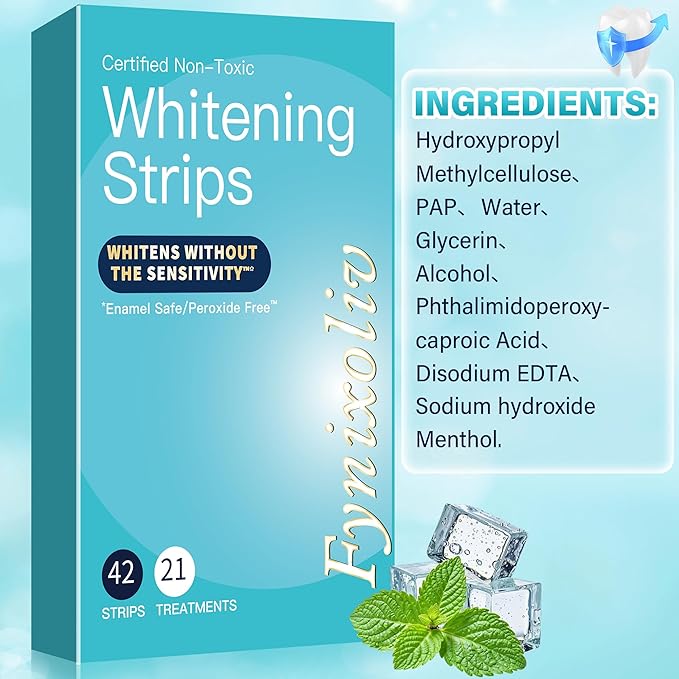 Teeth Whitening Strips Kit, 21 Treatments, 42 Strips, Enamel Safe, Sensitivity Free & Dentist Approved for Whiter Teeth, Non-Slip Formula to Remove Stains