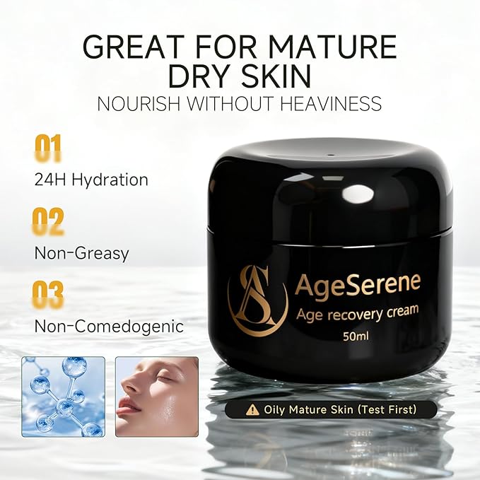 AgeSerene Face Moisturizer for Women, Anti-Aging Night Cream to Reduces Wrinkles and Firms Skin, Boosts Collagen | 48H Hydration, Peptides, Vitamin C & Vit E, Tightening Skin Care