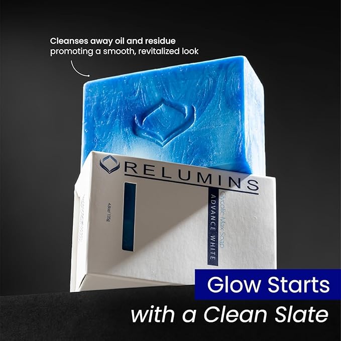 Relumins Glycolic Acid Soap Bar with Aloe and Salicylic Acid – Gentle AHA Mild Peel for Smoother, Soothing Skin | Exfoliating Bar Soap with Professional Spa Formula, 135g x 1 Bar