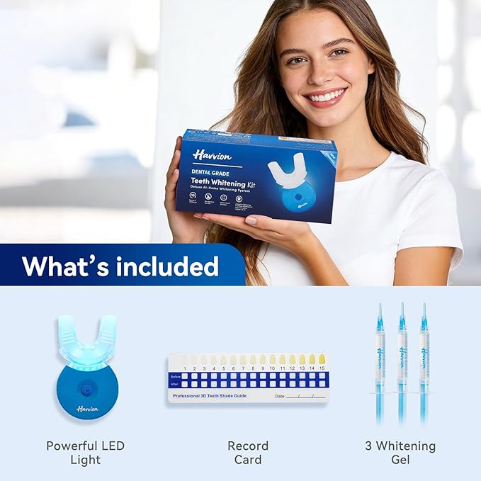 Teeth Whitening Kit, LED Accelerator Light, 35% Carbamide Peroxide Whitening Gel (3 Pcs), Dental-Grade Whitening at Home