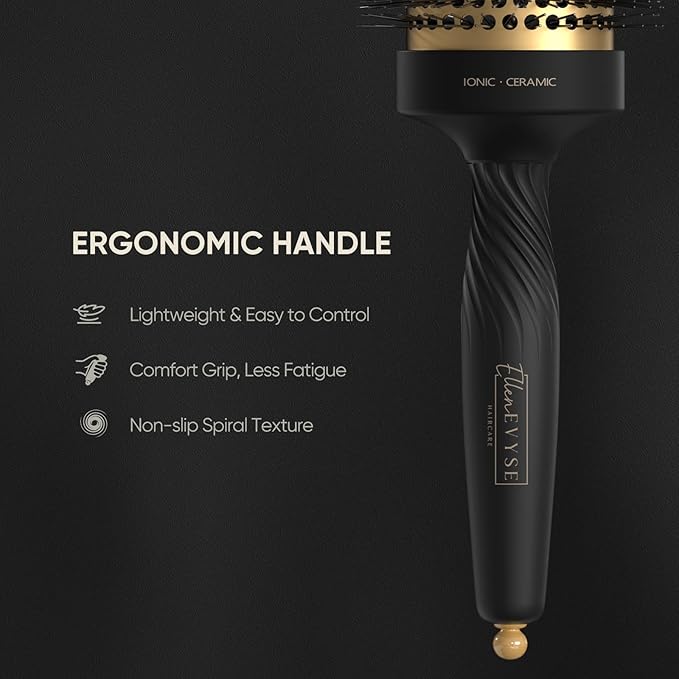 2 in 1 Ceramic Round Brush for Blow Drying,Ceramic Barrel for Hair Styling, Polished Bristles, Enhance Texture Volume, for Women & Men,with 4 Hair Clips (2.1 Inch&1.3 Inch)