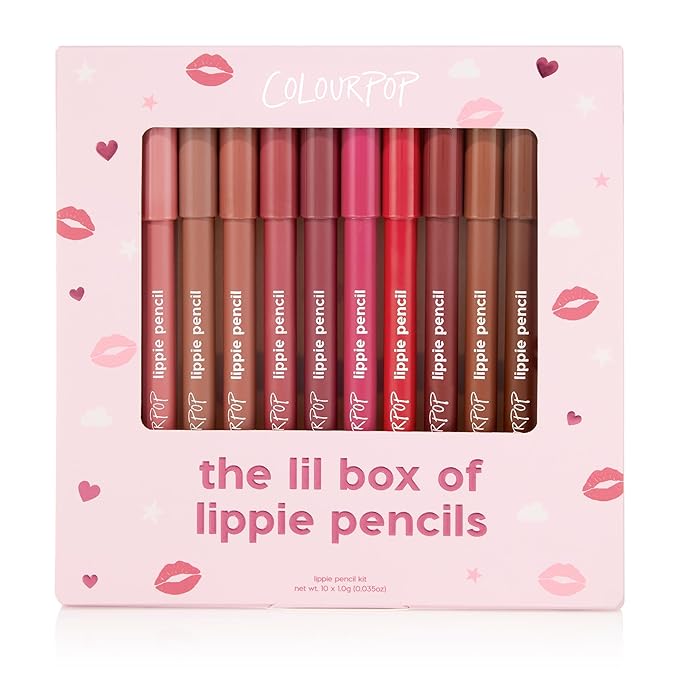 ColourPop Lil Box of Lippie Pencils Makeup Kit - 10-Piece Vegan Lip Liner Set (3.05 oz)