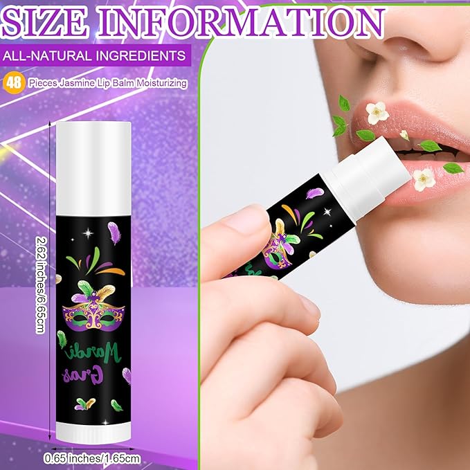 48 Pcs Mardi Gras Lip Balm Gift