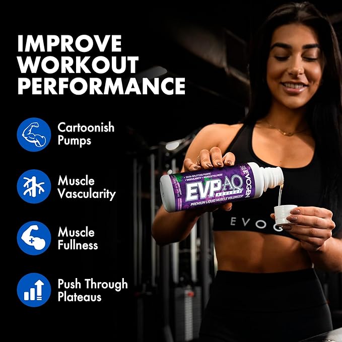 Evogen EVP AQ - Liquid Glycerol Muscle Volumizer | Pre Workout for Pumps, Vascularity, & Hydration | Premium Preworkout for Men & Women | Juicy Grape | 16 fl oz