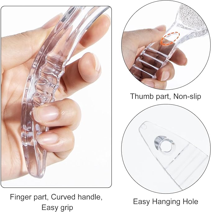 2 Pcs Foot Pumice Stone Brush Calluses Remover, Ooloveminso Large Foot Scrubber Foot File with Handle 2 in 1 Suitable for Horniness Foot Spa, Foot Care Smooth Skin (Transparent)