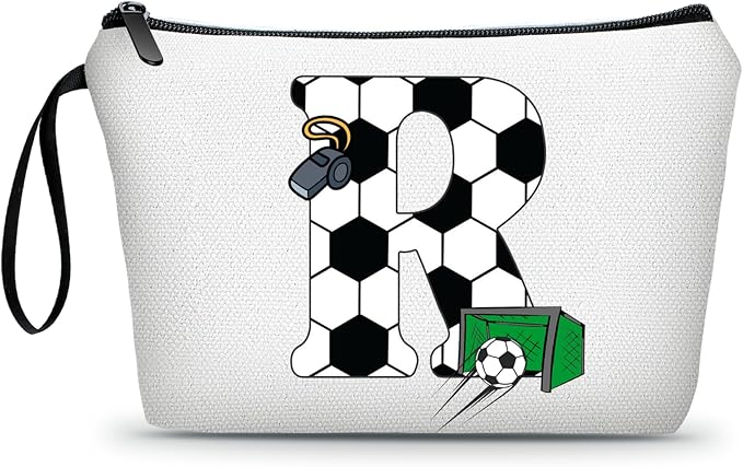 ARIOSEY Soccer Gifts Personalized Soccer Ball Cosmetic Bag for Purse Birthday Inspirational Gifts for Girls Women Team Coach Mom Stuff Travel Organizer-R