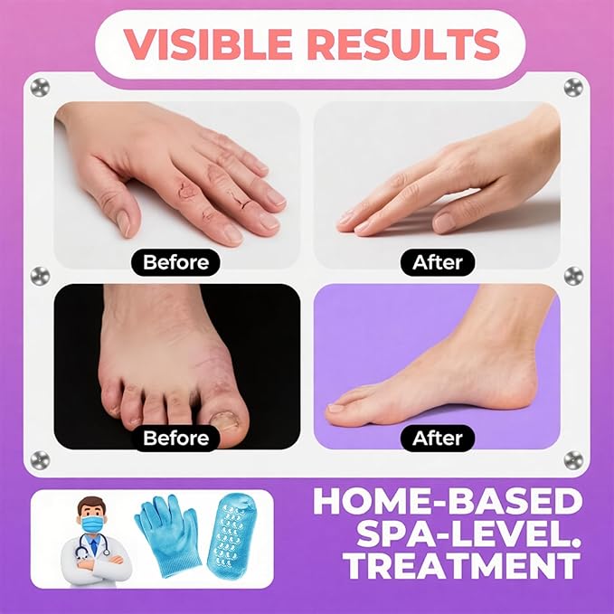 Moisturizing Gloves and Socks, Gel Spa Moisturizing Therapy Sock ＆ Glove, Overnight Gloves for Dry Hands, Repair and Soften Aging, Hand and Feet Care for Chapped and Dry Skin