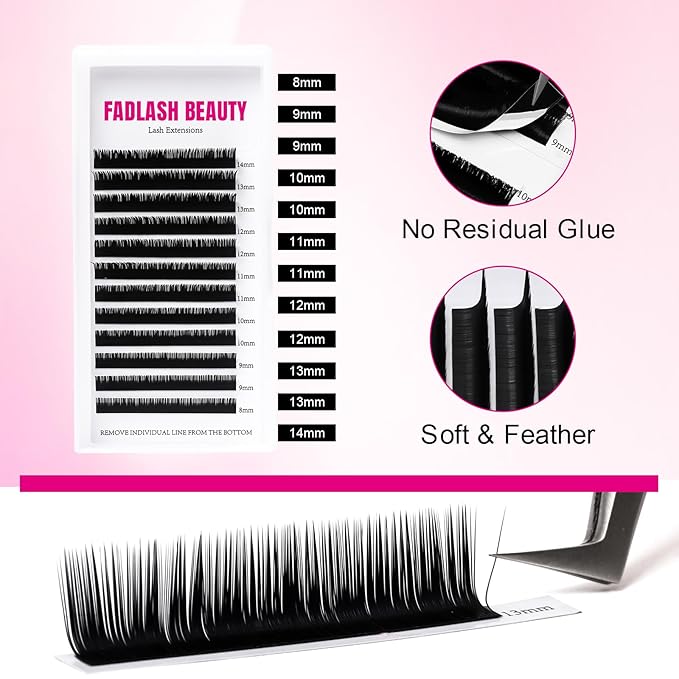 Lash Extension 0.15 J Curl Classic Lash Extensions 8-14mm Mixed Tray Soft Matte Dark Eyelash Extension Professional Supplies for Eyelash Techs(0.15-J,8-14mm)