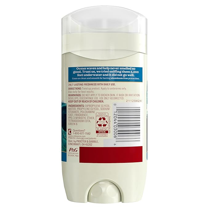 Old Spice Deodorant for Men, Aluminum-Free, Deep Sea Scent with Ocean Elements, 3 oz (Pack of 3)