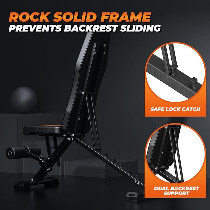 700-880LBS Adjustable Weight Bench - Bonvork Foldable Workout 80 X 40MM Heavy