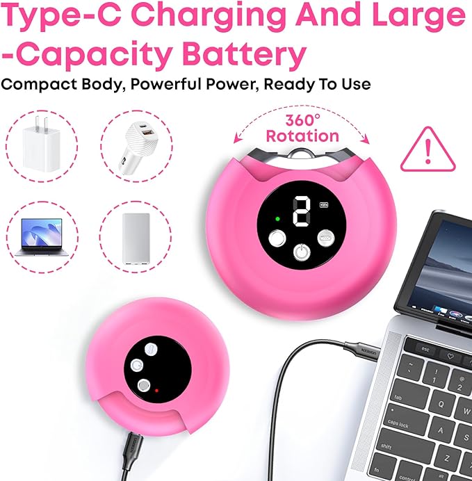 Gifts for Women Electric Nail Clipper for Adults & Seniors, 3 Speeds Automatic Nail Clipper & Trimmer with LED Light 360° Rotating Fingernail Clipper with Polisher Rechargeable Electric Nail File