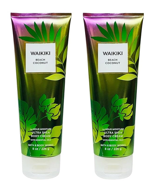 Bath & Body Works Waikiki Beach Coconut Ultra Shea Body Cream - Lot of 2 8oz