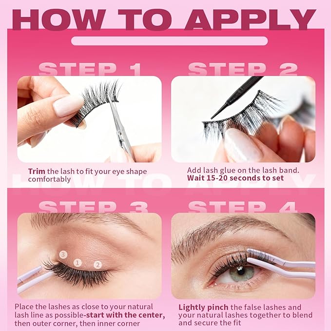 False Eyelashes 14mm Faux 3D Mink Lashes Natural Look Cat Eye Wispy Lashes Pack by Kiromiro, 14 Pairs