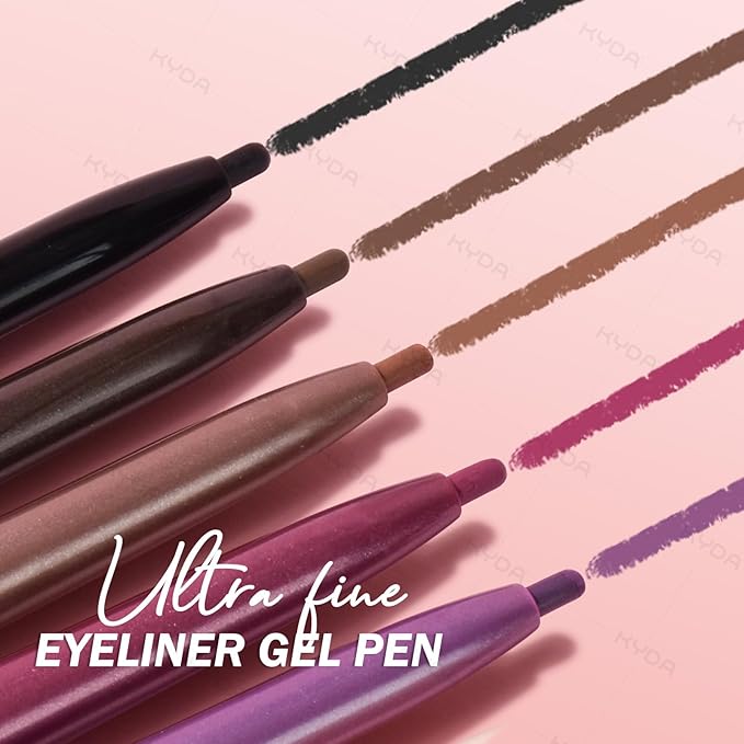 KYDA 2 Pcs Brown Gel Eyeliner Pencil, Lasting Matte Gel Eye Liner, Colorful Crayon Eyeliner Pencil, Smooth Creamy Retractable Eye Liner, Ultra-Pigmented, Waterproof Smudge-proof