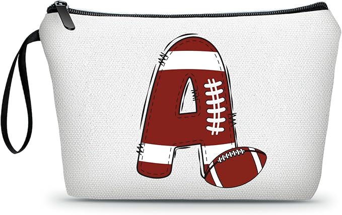 ARIOSEY Football Initial Birthday Graduation Gifts Cosmetic Travel Toiletry Bags Football Accessories Party Favors for Women Girls Daughter Niece Team Coach Friends,Christmas-A
