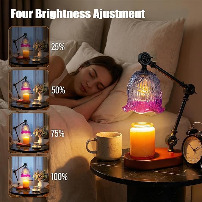Candle Warmer Lamp, Dimmable Wax Melting Warmer with Adjustable Height, Bedroom Living Room Home Decor, Birthday Relaxation Gifts for Women (Purple1, Large)