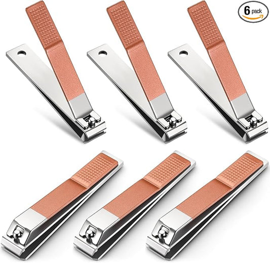 Mudder 6 Pcs Rose Gold Large Toenails Clippers Big Nail Clippers Straight Edge Toenails Cutters Stainless Steel Nail Trimmer Cutters for Men Women Thick Nails Straight Sharp Blade and Anti-slip Handle