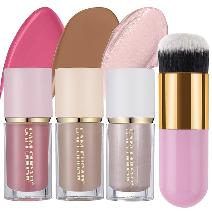 3Pcs Liquid Contour Makeup Trio with Bronzer Shade,