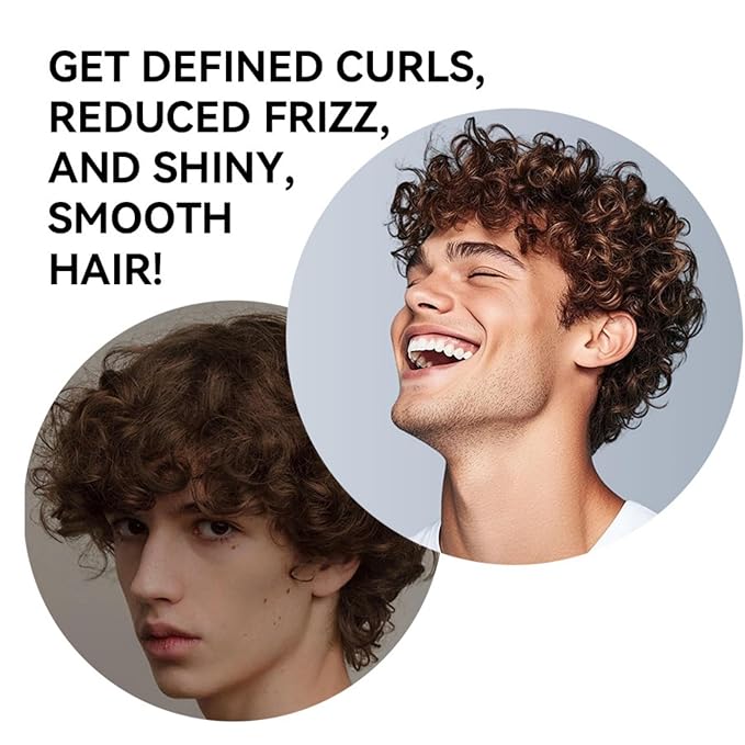 Men's Curl Defining Cream, Long - Lasting Hold Styling Cream for Curly Hair, Hydrates & Boosts Bounce, Frizz Control Adds Shine & Volume Non-Greasy Formula, 280g