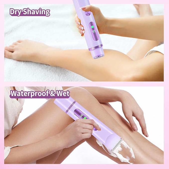 Electric Shaver for Women, 2 in 1 Bikini Trimmer for Women, Rechargeable Electric Razors, IPX7 Waterproof Wet/Dry Body Hair Trimmer for Underarm Leg Arm Body