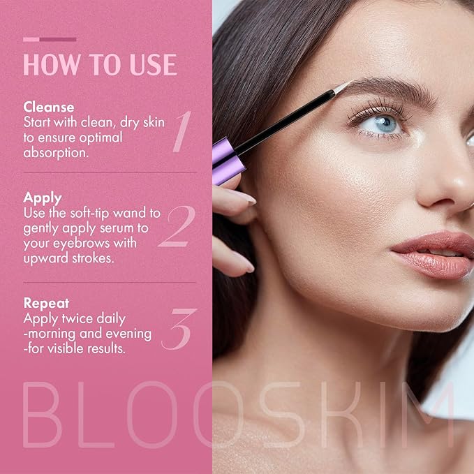 Blooskim Eyebrow Growth Serum for Women & Men – Natural Brow Enhancing Serum to Grow Thicker, Fuller Brows Fast – Nourishing Eyebrow Hair Growth