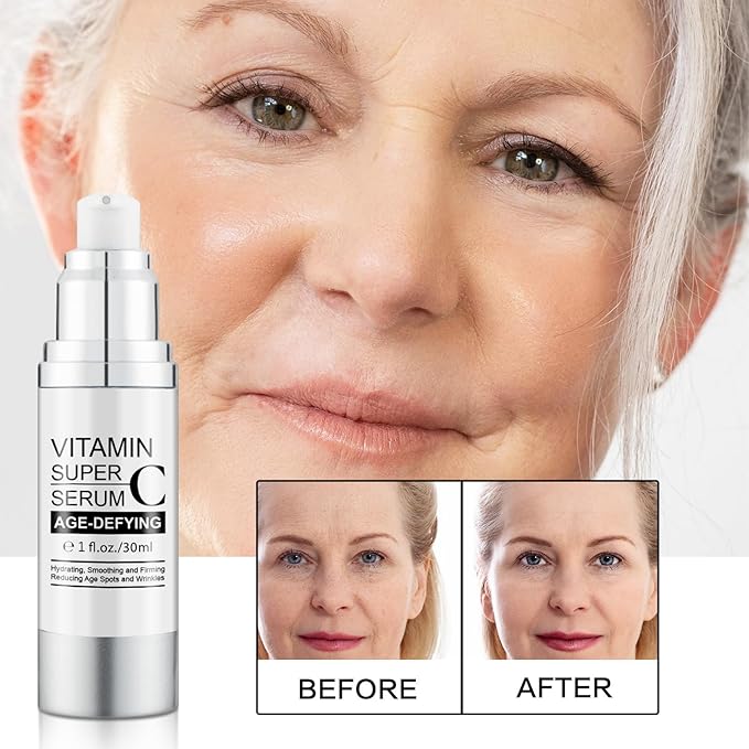 Super Vitamin C Serum 2 Pack, Anti-Aging Facial Serum with Vitamin C, Hyaluronic Acid, Vitamin E & Peptides, Hydrating Brightening Formula for Fine Lines, Wrinkles & Dark Spots