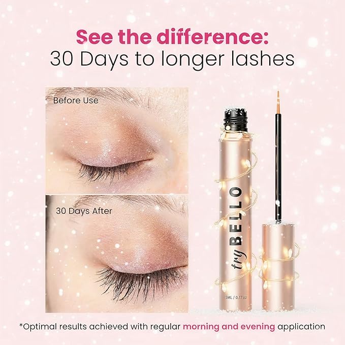 Trybello Eyelash Growth Serum | Natural Lash Serum with Lengthening & Thickening Formula | Biotin, Peptides + Botanical Extracts | Vegan, Gentle, Non-Irritating, Daily Use
