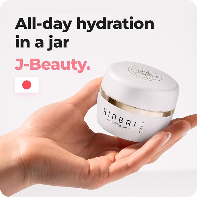 Kinbai Face Cream Moisturizer for Women, Facial Lotion for Dry Skin, Hydrating Face Moisturizer, Moisturizing Collagen Peptide Cream, Japanese Skin Care, Made in Japan, 1.7 Fl.Oz, Fragrance Free.