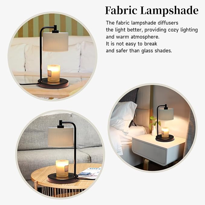 Candle Warmer Lamp with Timer, Dimmable Candle Wax Warmer Electric Candle Lamp for Scented Candles with Bulbs, Christmas Gifts House Warming Gifts Home Decor(Black)