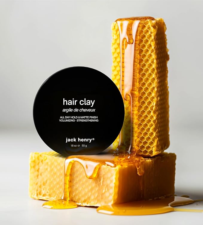 Jack Henry Premium Hair Clay for Men - Matte Finish, All Day Hold, Low Shine, Hair Styling Clay for All Hair Types - Natural, Organic Award Winning Formula - Natural Scent (1.6 oz)